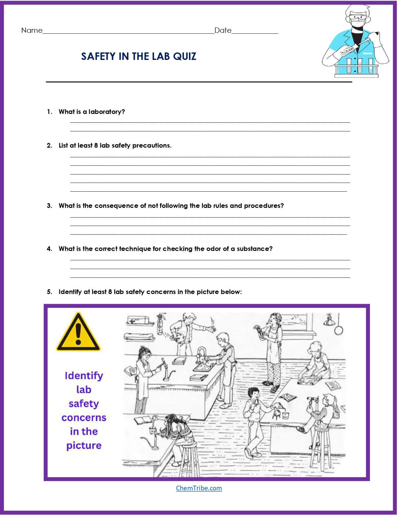 Lab Safety Worksheet ChemTribe Lab Safety Worksheet ChemTribe
