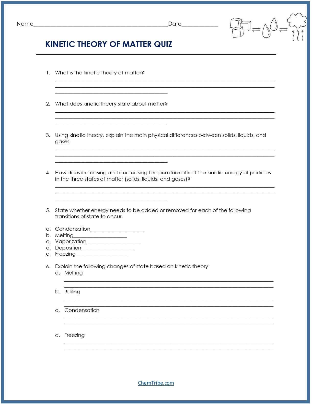 Kinetic Molecular Theory Worksheet - ChemTribe